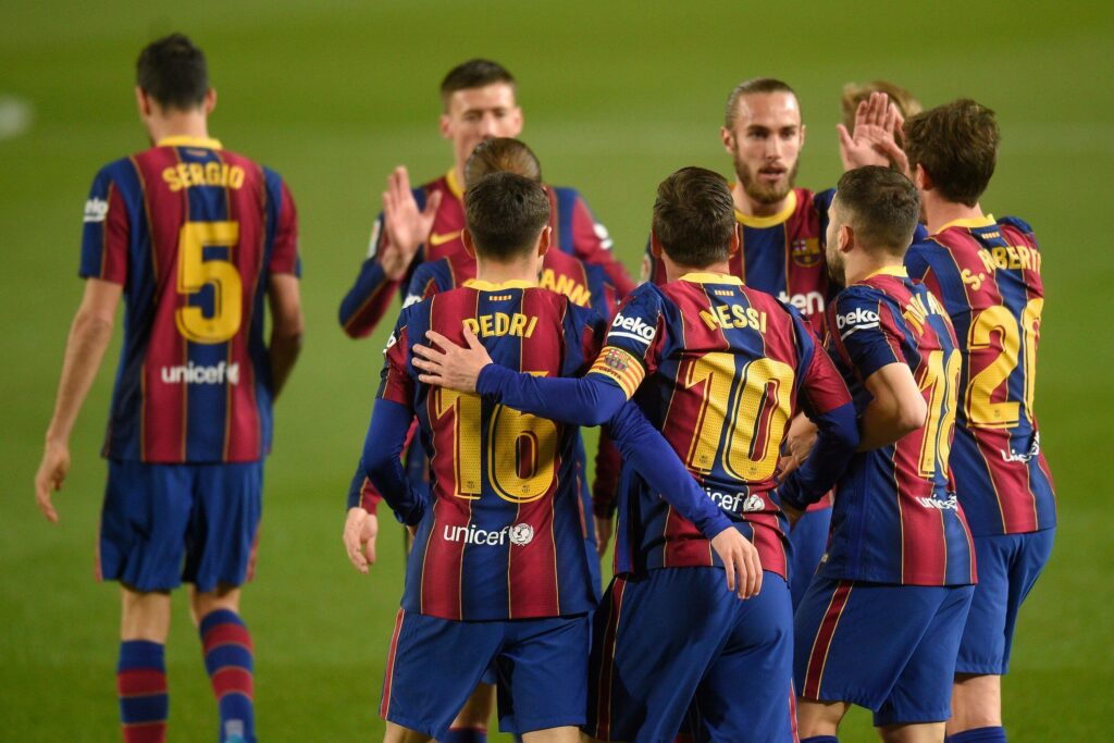 Barca Team bejubelt Treffer gegen Getafe