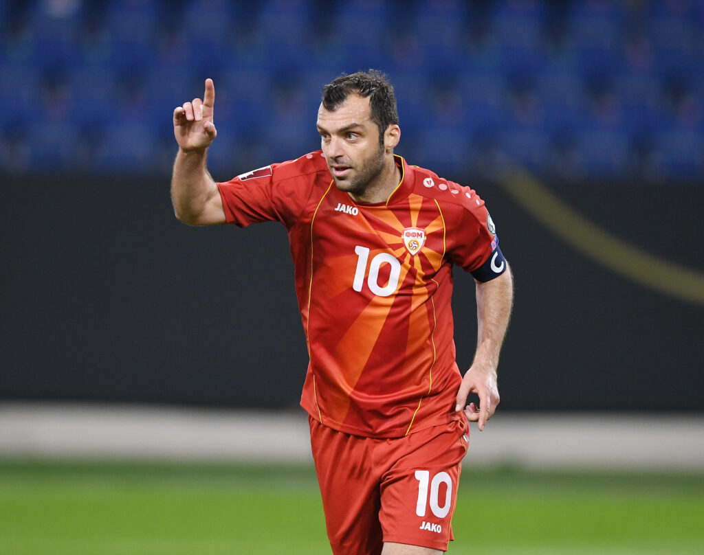 Goran Pandev (Nordazedonien) bejubelt Treffer gegen Deutschland